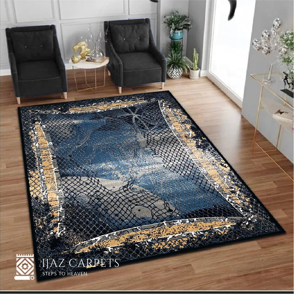 Modern Rhythm Rug | Size: 6.6ft width x 9.6ft length (200cm x 290cm) | Article #M710BLU-4