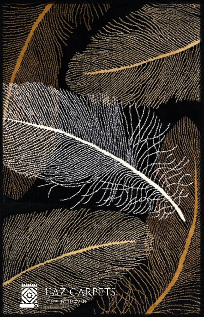 Feather Glow Rug | Size: 3ft width x 5ft length (100cm x 150cm) | Article #M35BLK-1