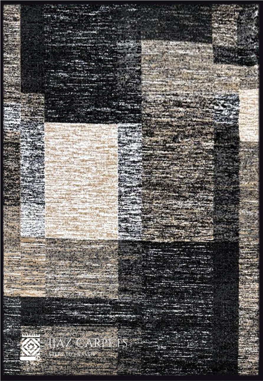 Abstract Box Pattern Rug | Size: 5ft width x 7.5ft length (150cm x 225cm) | Article #M58BLK-2