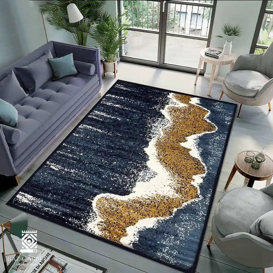 Modern Polypropelene Rug | Size: 5ft width x 7.5ft length (150cm x 225cm) | Article #M58BLU-22