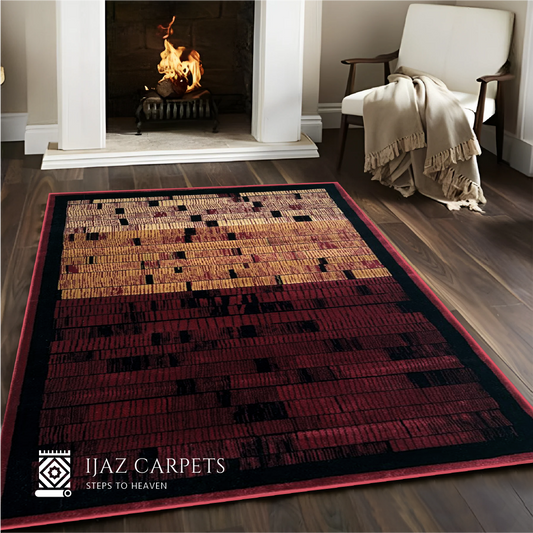 Linear Maze Jute Rug | Size: 5ft width x 7.5ft length (150cm x 225cm) | Article #M58RED-3