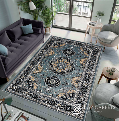 Vintage Floral Jute Rug | Size: 5ft width x 7.5ft length (150cm x 225cm) | Article #P58TRQ-7