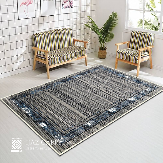 Classic Polypropylene Oriental Rug | Size: 5ft width x 7.5ft length (150cm x 225cm) | Article #P58GRY-1