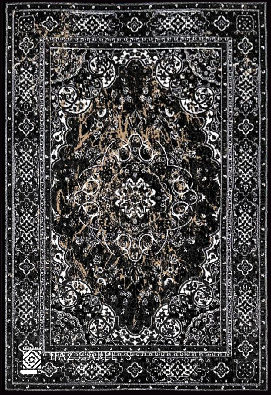 Timeless Polypropylene Floral Rug | Size: 5ft width x 7.5ft length (150cm x 225cm) | Article #P58BLK-13