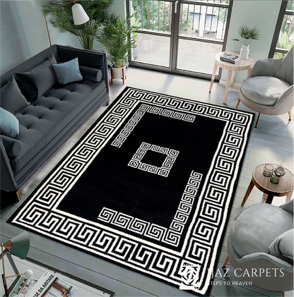 Classic Medallion Pattern Rug | Size: 3ft width x 5ft length (100cm x 150cm) | Article #M35BLK-2