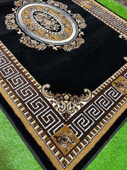 Traditional Black Persian-Style Rug | Size: 4ft width x 5.5ft length (120cm x 170cm) | Article #M46BLK-4