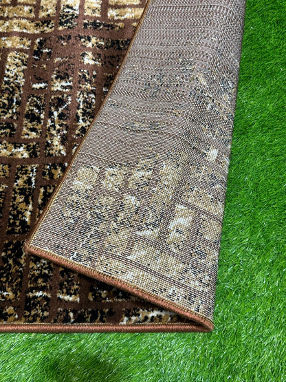 Textured Brown Geometric Rug | Size: 3ft width x 5ft length (100cm x 150cm) | Article #M35CRM-5