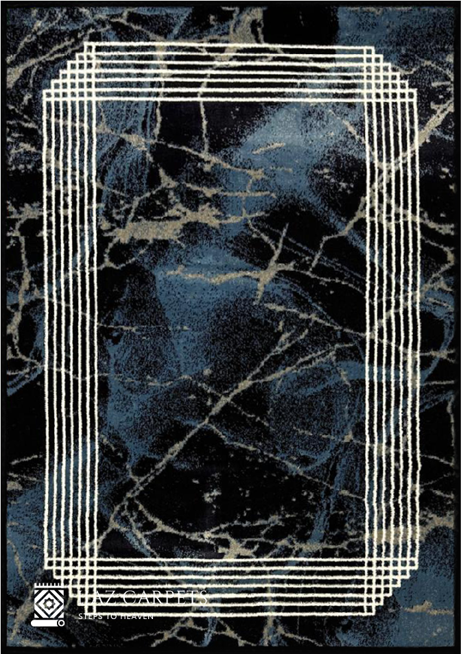 Abstract Crisscross Lined Rug | Size: 4ft width x 5.5ft length (120cm x 170cm) | Article #M46BLU-1