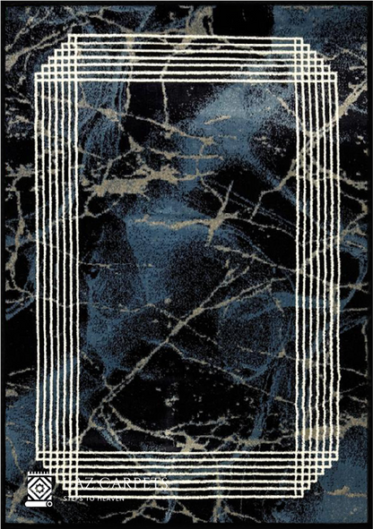 Abstract Crisscross Lined Rug | Size: 4ft width x 5.5ft length (120cm x 170cm) | Article #M46BLU-1