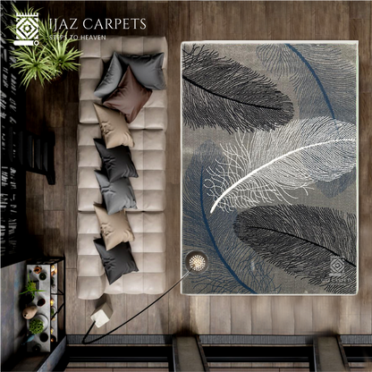 Feather Glow Rug | Size: 5ft width x 7.5ft length (150cm x 225cm) | Article #M58GRY-4