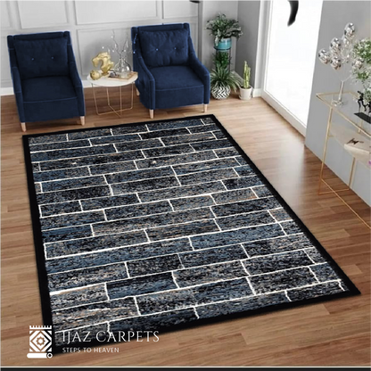 Brick Jute Texture Rug | Size: 3ft width x 5ft length (100cm x 150cm) | Article #M35BLU-2