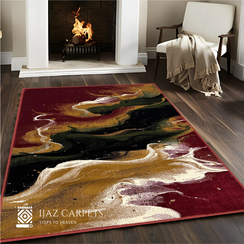 Artistic Splash Pattern Rug | Size: 5ft width x 7.5ft length (150cm x 225cm) | Article #M58RED-8