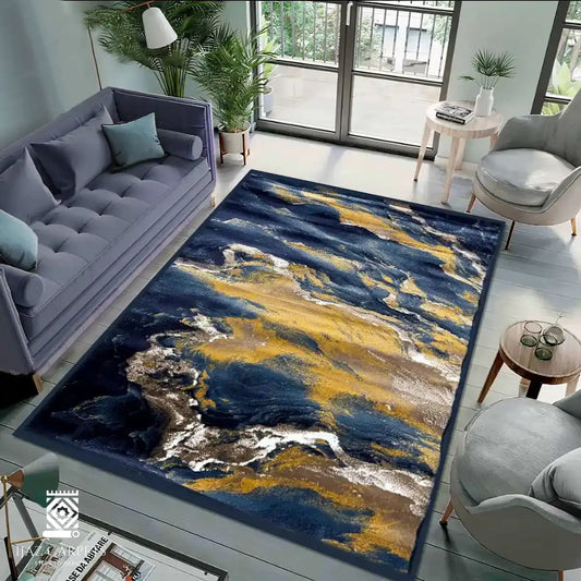 Modern Polypropelene Rug | Size: 5ft width x 7.5ft length (150cm x 225cm) | Article #M58BLU-32
