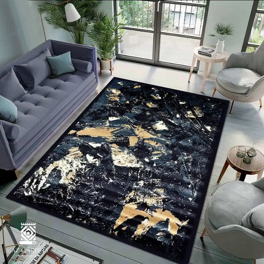 Modern Polypropelene Rug | Size: 5ft width x 7.5ft length (150cm x 225cm) | Article #M58BLU-18