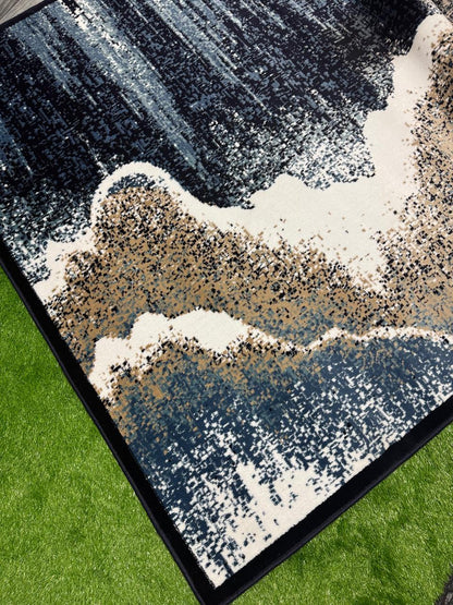 Abstract Wave Print Rug | Size: 6.6ft width x 9.6ft length (200cm x 290cm) | Article #M710BLU-3