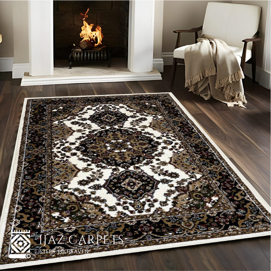 Timeless Persian-Inspired Traditional Rug | Size: 4ft width x 5.5ft length (120cm x 170cm) | Article #P46WHT-1