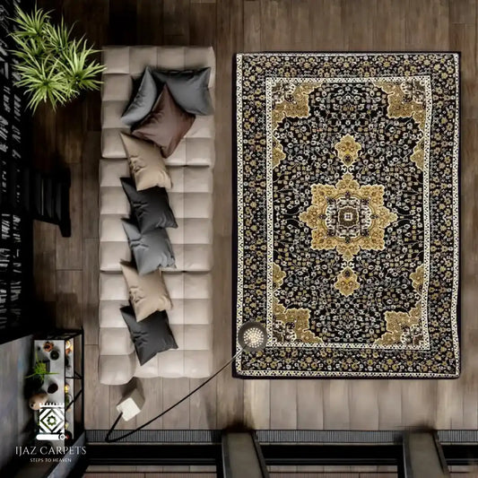 Traditional Polypropelene Rug | Size: 5ft width x 7.5ft length (150cm x 225cm) | Article #P58BLK-18