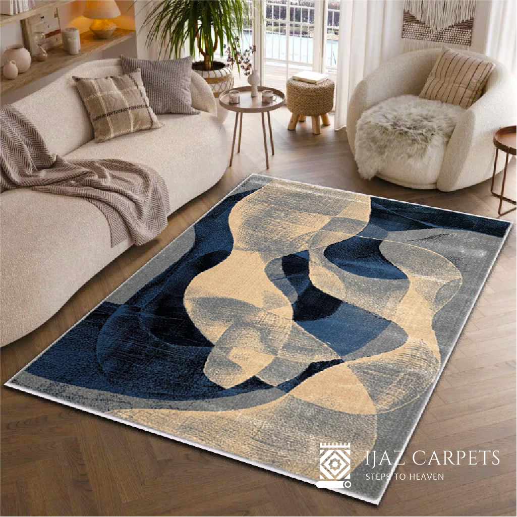 Artistic Splash Pattern Rug | Size: 5ft width x 7.5ft length (150cm x 225cm) | Article #M58BLU-4