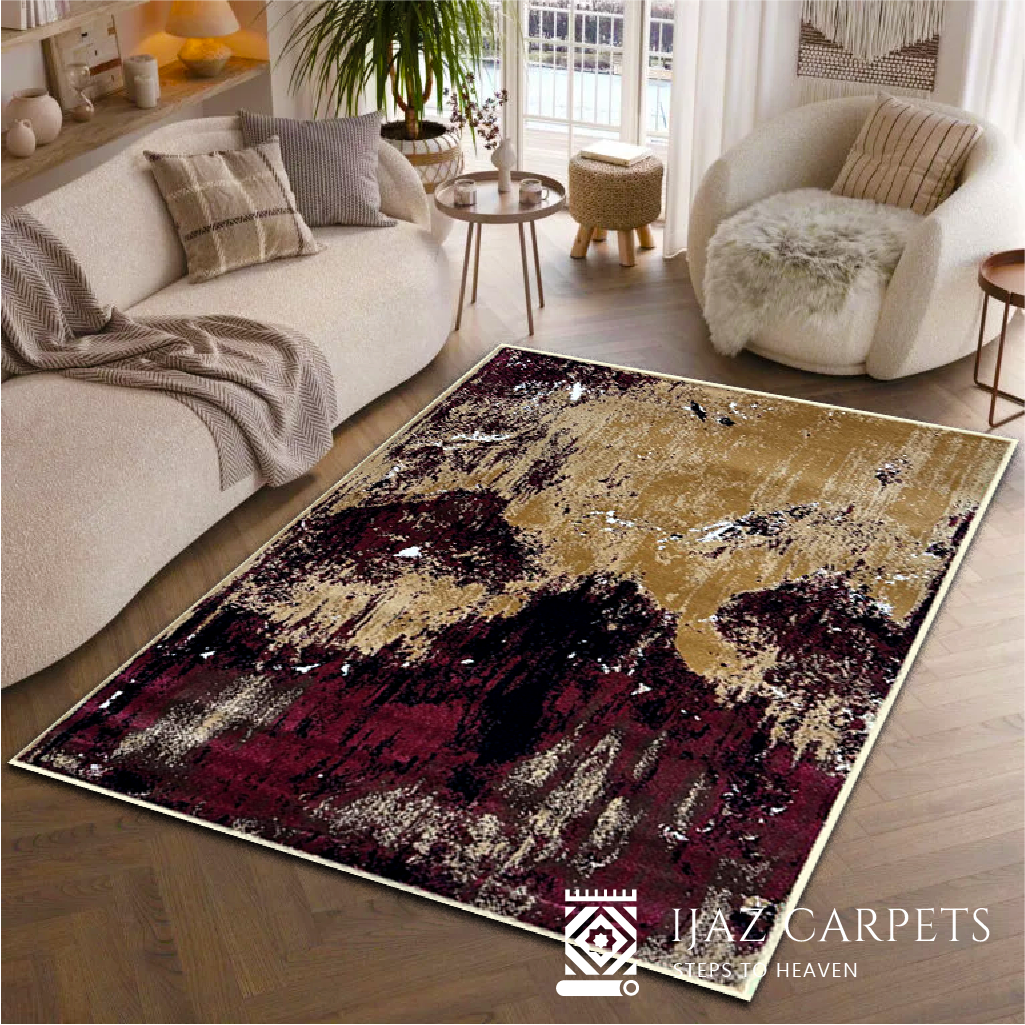 Modern Channel Abstract Design Rug | Size: 4ft width x 5.5ft length (120cm x 170cm) | Article #M46RED-1