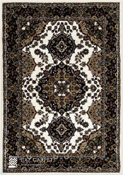 Timeless Persian-Inspired Traditional Rug | Size: 4ft width x 5.5ft length (120cm x 170cm) | Article #P46WHT-1