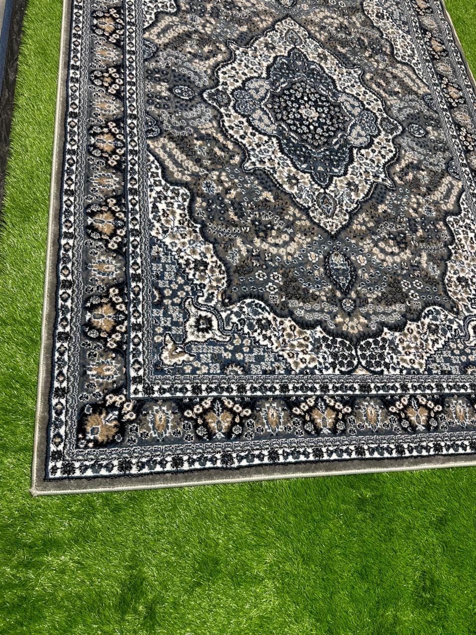 Antique Polypropylene Motif Rug | Size: 5ft width x 7.5ft length (150cm x 225cm) | Article #P58GRY-2