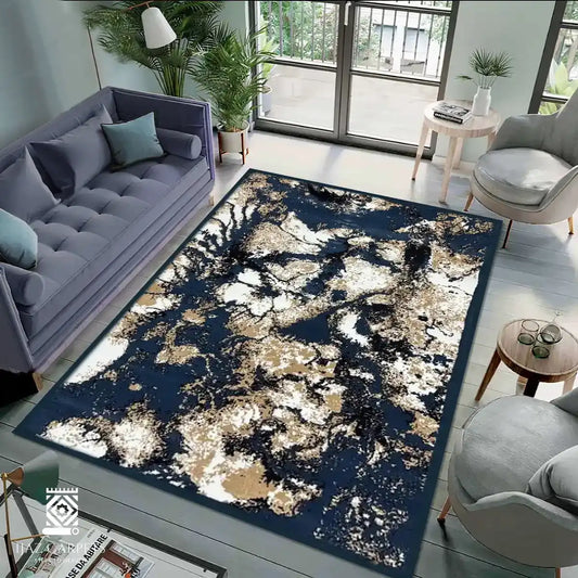 Modern Polypropelene Rug | Size: 5ft width x 7.5ft length (150cm x 225cm) | Article #M58BLU-19