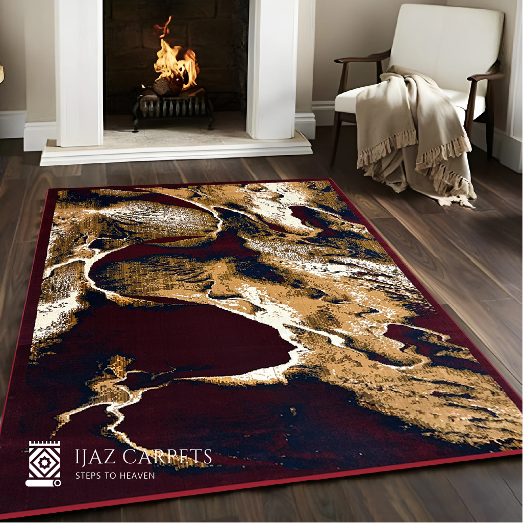 Nebula Print Jute Mat | Size: 6.6ft width x 9.6ft length (200cm x 290cm) | Article #M710RED-6