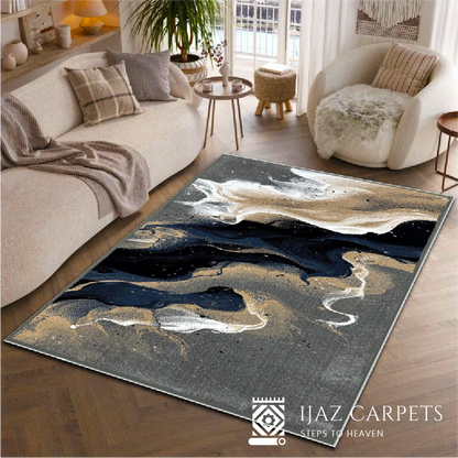 Abstract Color Splash Rug | Size: 4ft width x 5.5ft length (120cm x 170cm) | Article #M46GRY-1