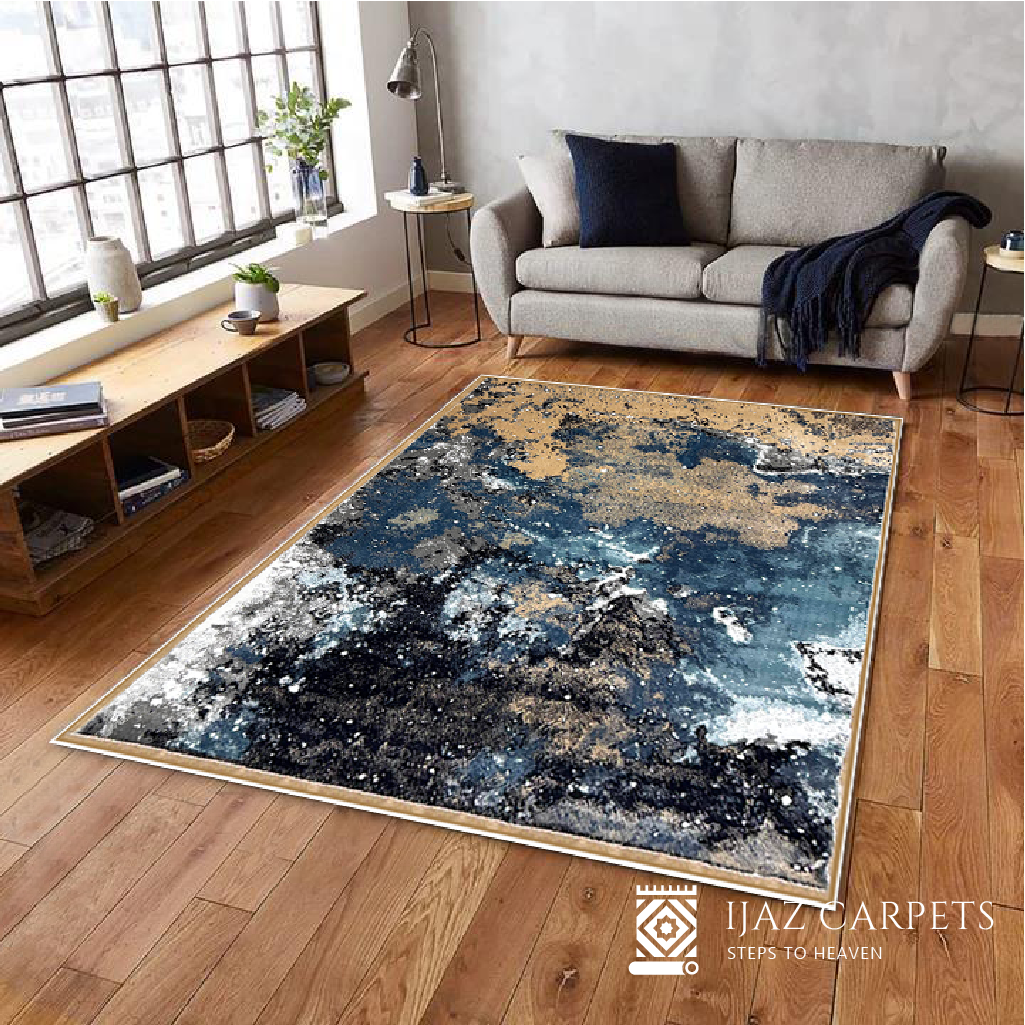 Modern Rhythm Rug | Size: 6.6ft width x 9.6ft length (200cm x 290cm) | Article #M710BLU-5