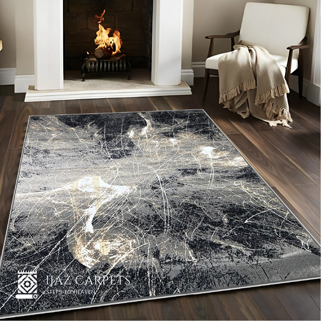 Nebula Print Jute Mat | Size: 6.6ft width x 9.6ft length (200cm x 290cm) | Article #M710GRY-3