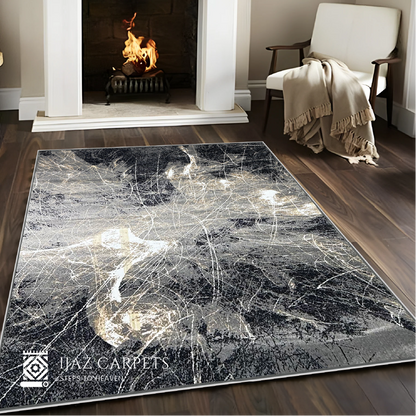 Nebula Print Jute Mat | Size: 6.6ft width x 9.6ft length (200cm x 290cm) | Article #M710GRY-3