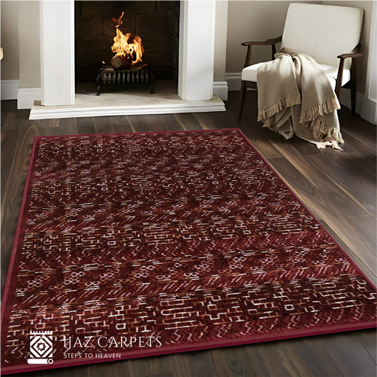 Red Abstract Jute Rug | Size: 3ft width x 5ft length (100cm x 150cm) | Article #M35RED-7