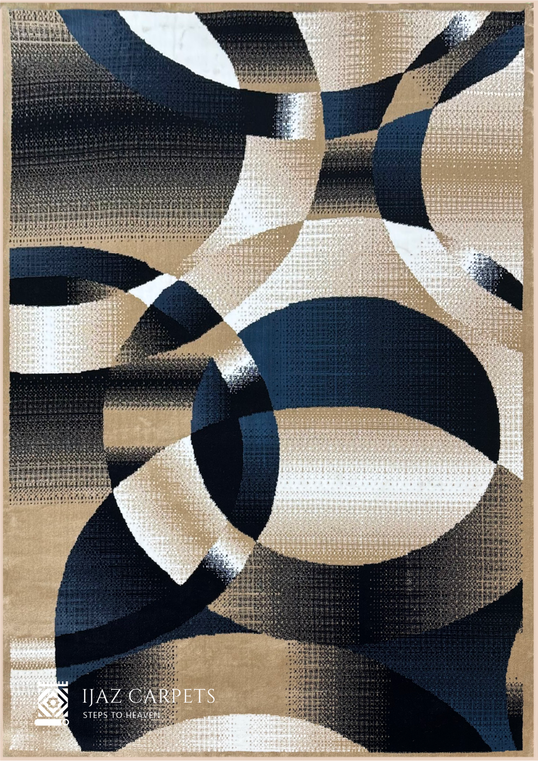 Modern Geometry Jute Rug | Size: 6.6ft width x 9.6ft length (200cm x 290cm) | Article #M710BLU-6