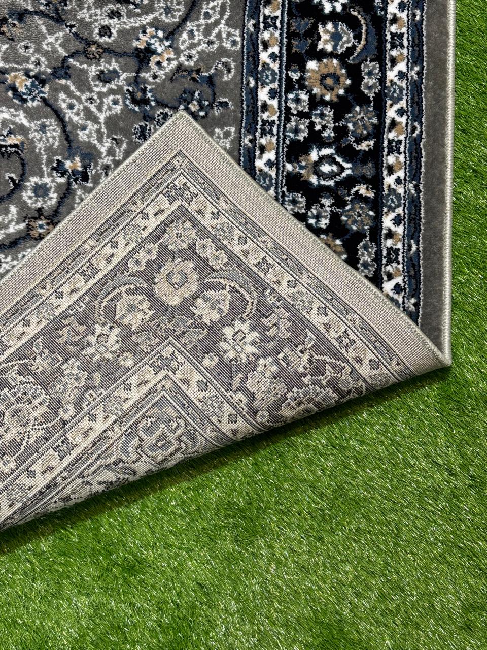 Heritage-Inspired Polypropylene Rug | Size: 5ft width x 7.5ft length (150cm x 225cm) | Article #P58GRY-7