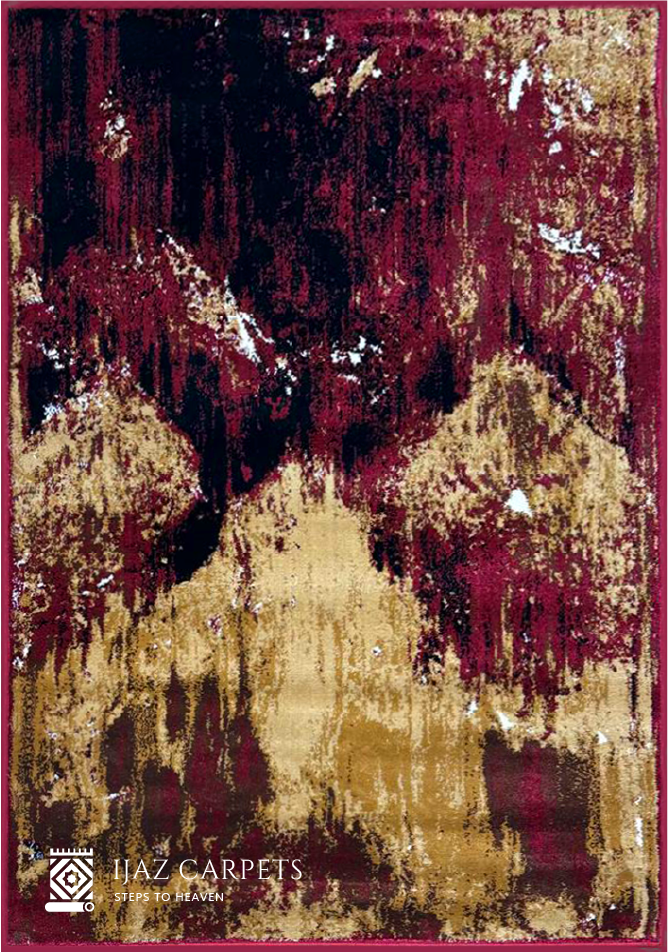 Modern Channel Abstract Design Rug | Size: 4ft width x 5.5ft length (120cm x 170cm) | Article #M46RED-2