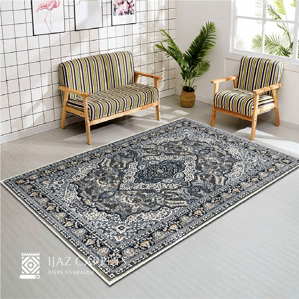 Antique Polypropylene Motif Rug | Size: 5ft width x 7.5ft length (150cm x 225cm) | Article #P58GRY-2