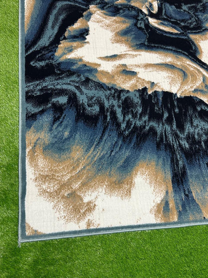 Gradient Polypropylene Ink Splash Rug | Size: 5ft width x 7.5ft length (150cm x 225cm) | Article #M58BLU-5