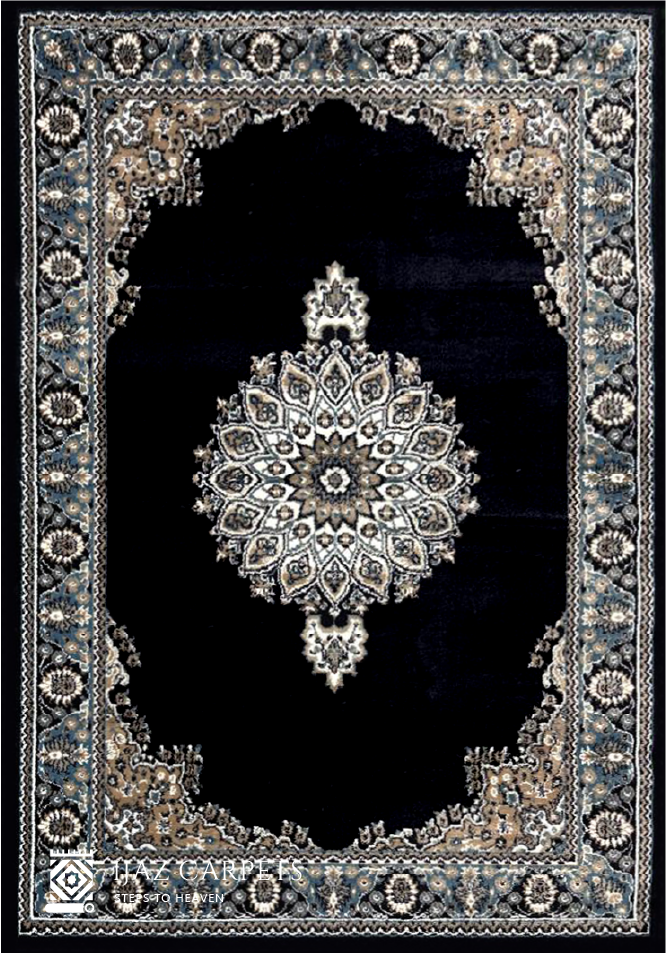 Traditional Black Persian-Style Rug | Size: 4ft width x 5.5ft length (120cm x 170cm) | Article #P46BLK-1