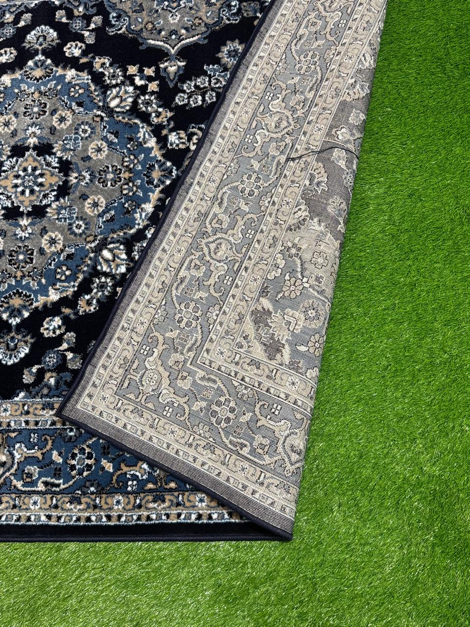 Timeless Polypropylene Floral Rug | Size: 5ft width x 7.5ft length (150cm x 225cm) | Article #P58BLK-14