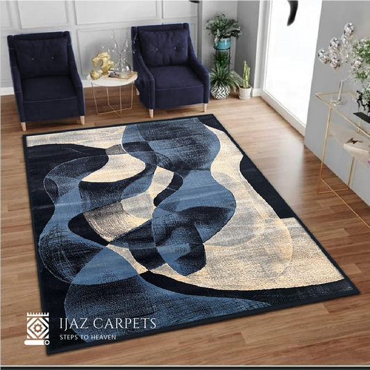 Artistic Splash Pattern Rug | Size: 5ft width x 7.5ft length (150cm x 225cm) | Article #M58BLU-11