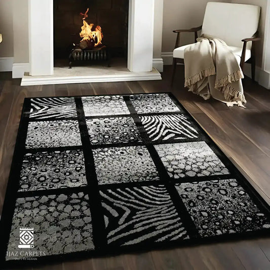 Modern Polypropelene Rug | Size: 3ft width x 5ft length (100cm x 150cm) | Article #M35BLK-7