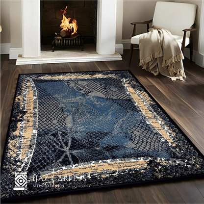 Modern Rustic Jute Rug | Size: 5ft width x 7.5ft length (150cm x 225cm) | Article #M58BLU-14