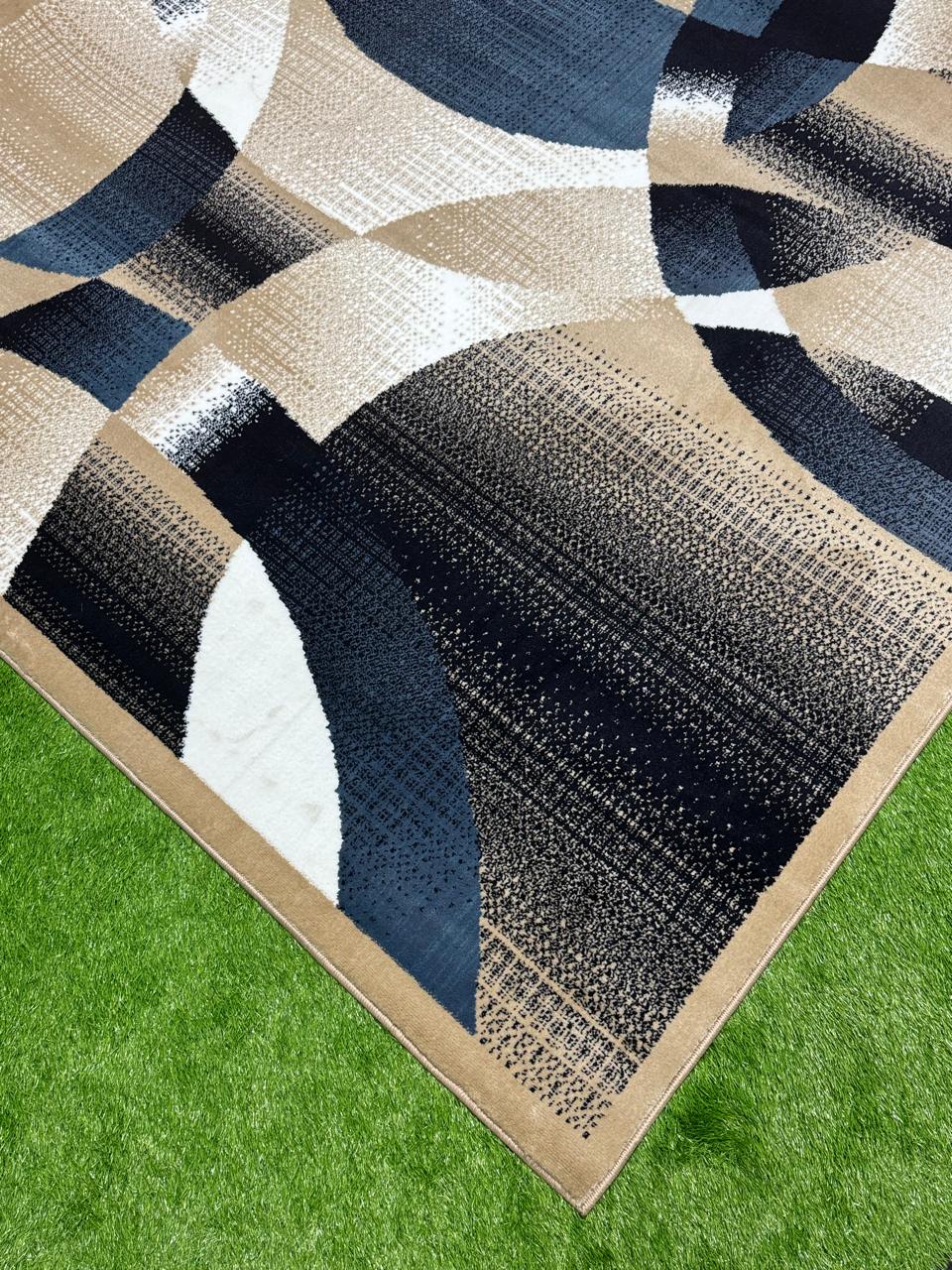 Modern Geometry Jute Rug | Size: 6.6ft width x 9.6ft length (200cm x 290cm) | Article #M710BLU-6