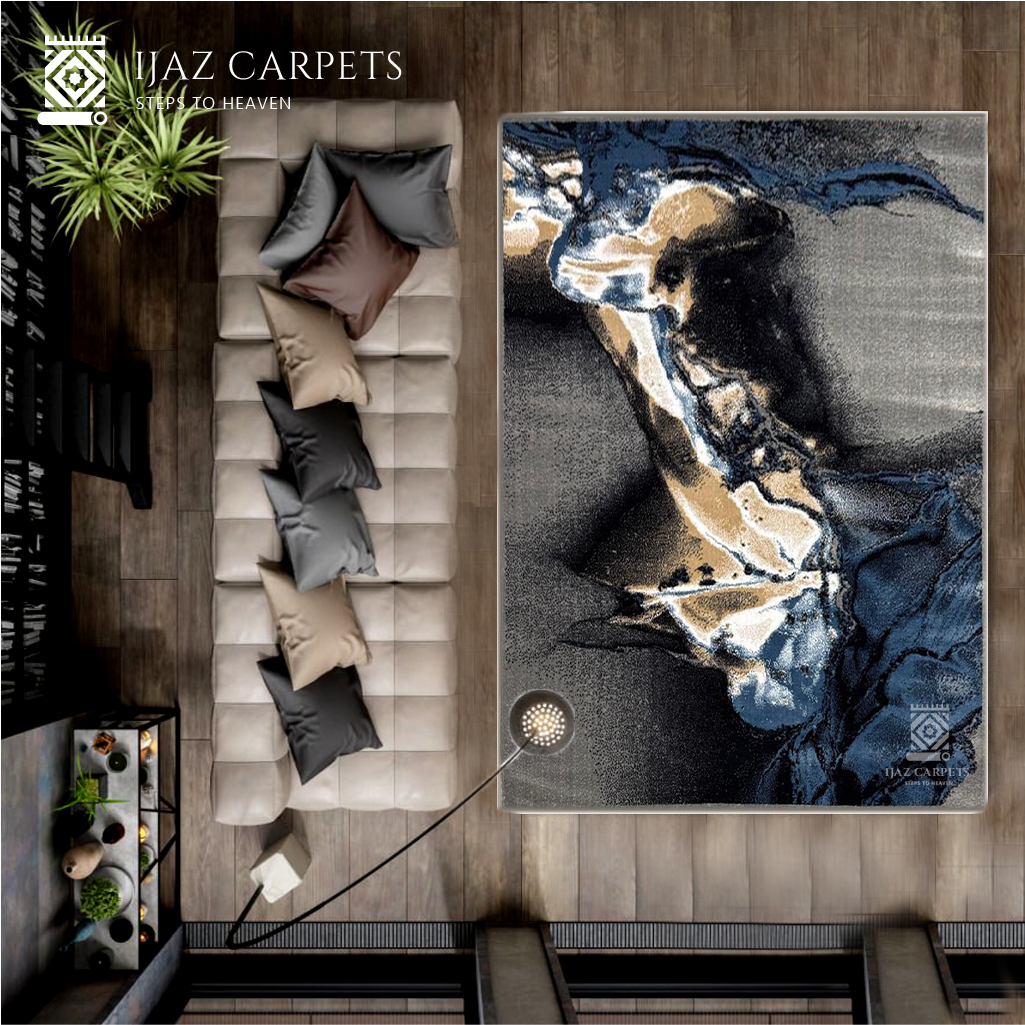 Artistic Splash Pattern Rug | Size: 5ft width x 7.5ft length (150cm x 225cm) | Article #M58GRY-6