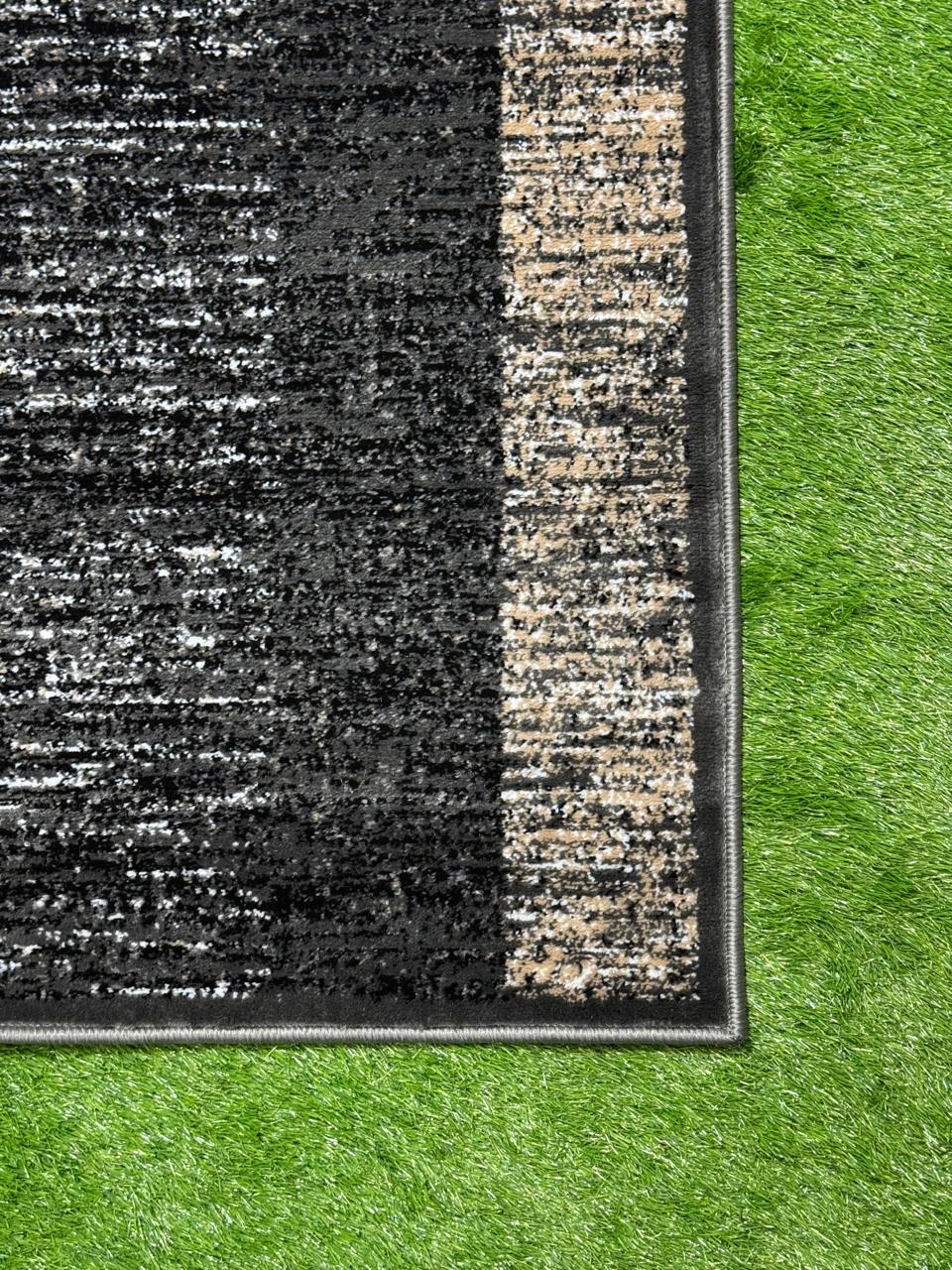 Abstract Box Pattern Rug | Size: 5ft width x 7.5ft length (150cm x 225cm) | Article #M58BLK-2