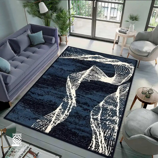 Modern Polypropelene Rug | Size: 5ft width x 7.5ft length (150cm x 225cm) | Article #M58BLU-27