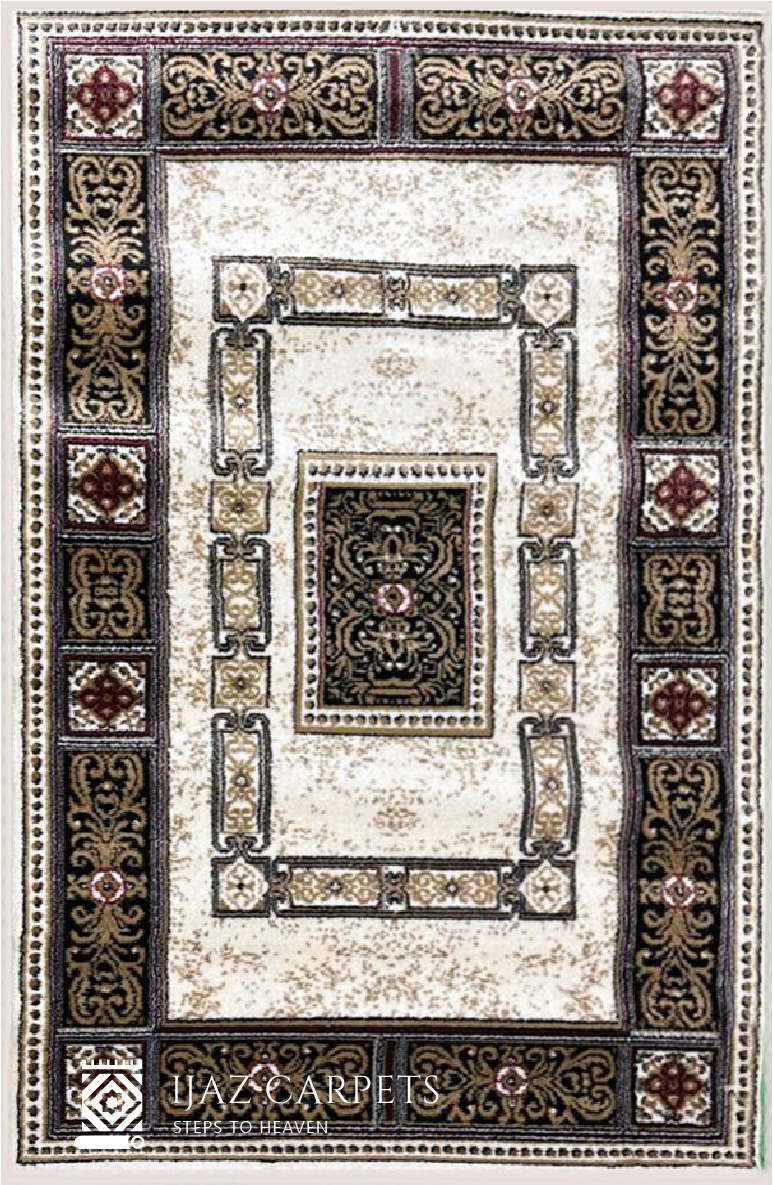 Elegant White Traditional Pattern Rug | Size: 3ft width x 5ft length (100cm x 150cm) | Article #P35WHT-1