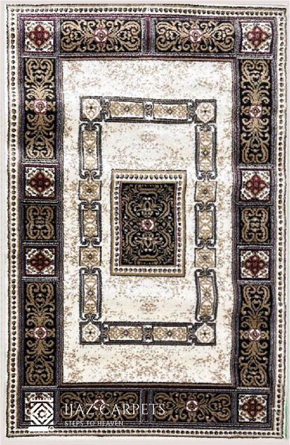 Elegant White Traditional Pattern Rug | Size: 3ft width x 5ft length (100cm x 150cm) | Article #P35WHT-1