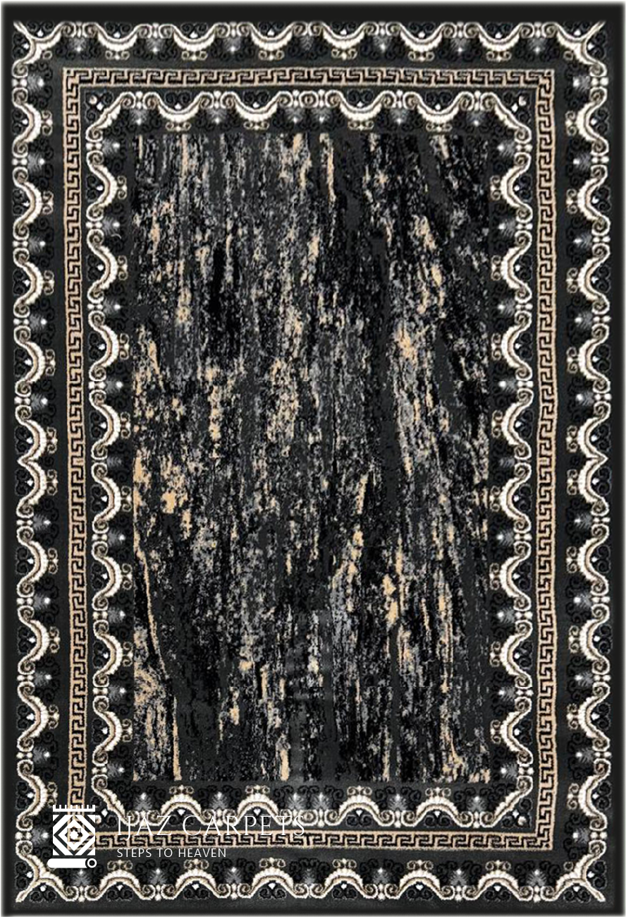 GeoFusion Jute Rug | Size: 5ft width x 7.5ft length (150cm x 225cm) | Article #P58BLK-6