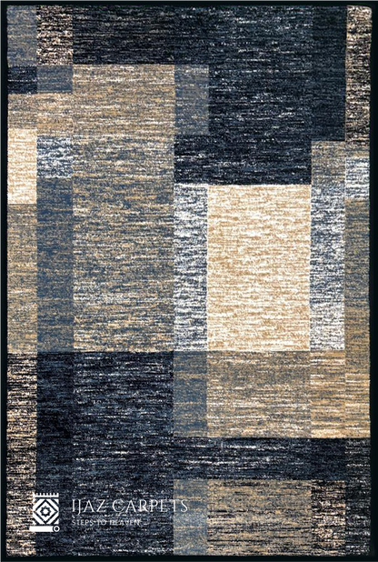 Abstract Box Pattern Rug | Size: 5ft width x 7.5ft length (150cm x 225cm) | Article #M58BLU-8